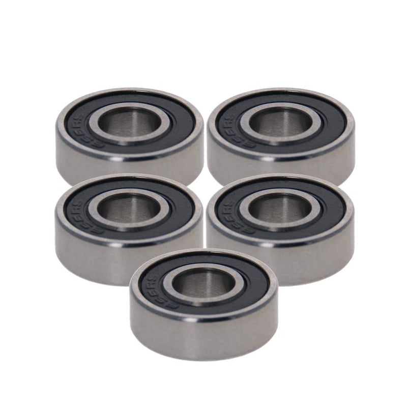 Bettomshin 696-2RS Deep Groove Ball Bearing 6x15x5mm Double Sealed Bearing Steel ABEC-3 Deep Groove Rolling Bearings Nylon cage Bearings 5pcs 696-2RS/RS 5