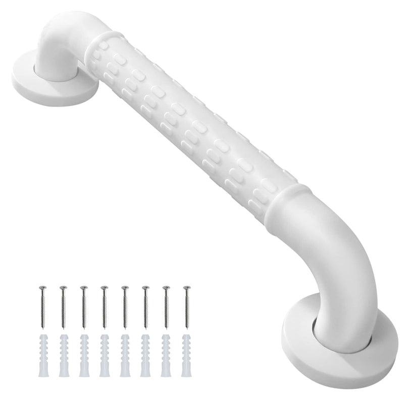 Handicap grab bars for shower ，elderly wall mount bathro safety ， handle Bath Grab anti slip grip Heavy Duty （White11.8in） White 11.8*1.4in