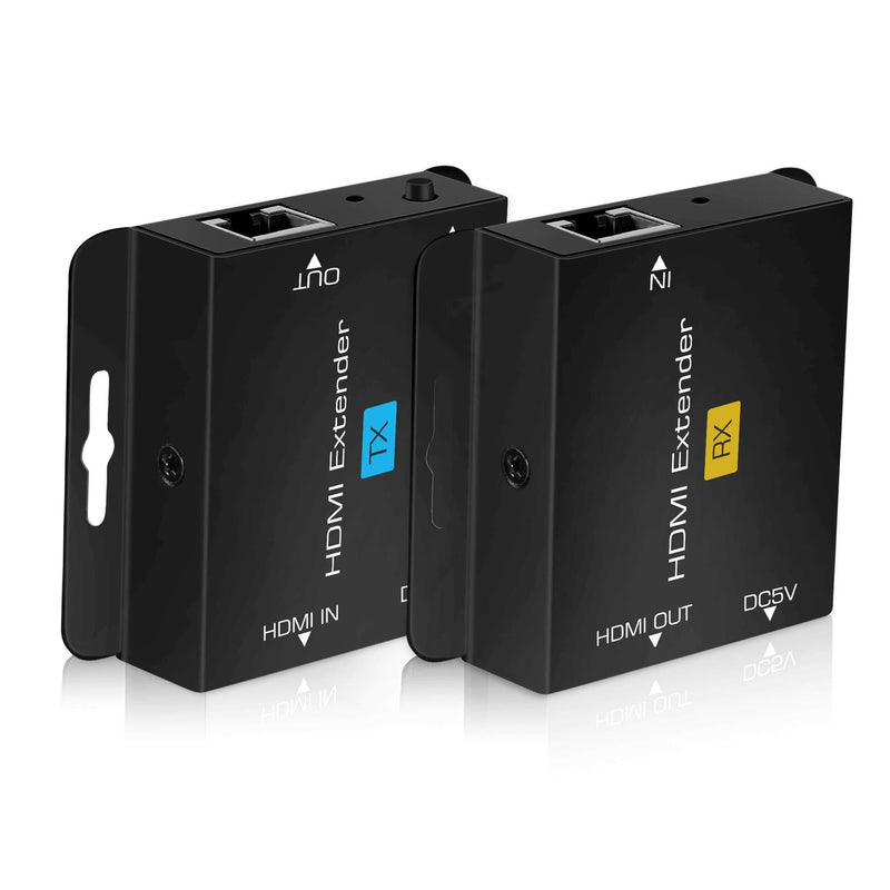 196ft/60m HDMI Extender Over Cat 5e/6/7, avedio links 1080P@60Hz HDMI Ethernet Extender Adapter with Single POC Power Supply, Support 3D, EDID Copy, Deep Color, Compatible with DVD, Fire Stick, Roku