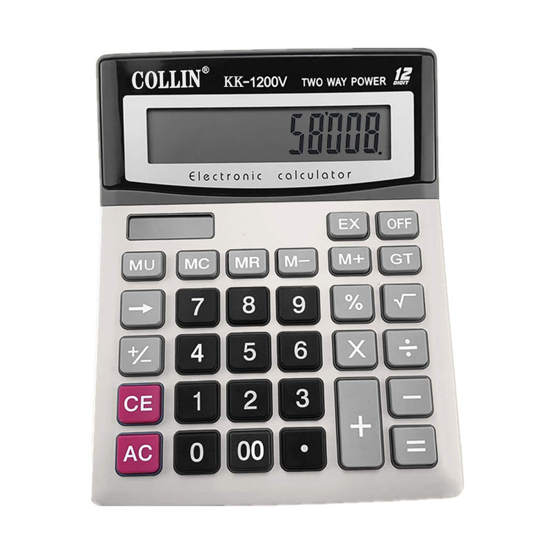 Desk Calculator, 12-Digit Solar Battery Office Calculator with Large LCD Display Big Sensitive Button, Dual Power Desktop Calculators