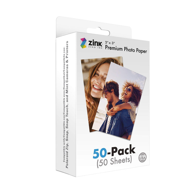 Zink 2"x3" Premium Instant Photo Paper (50 Pack) Compatible with Polaroid Snap, Snap Touch, Zip and Mint Cameras and Printers 50 Pack
