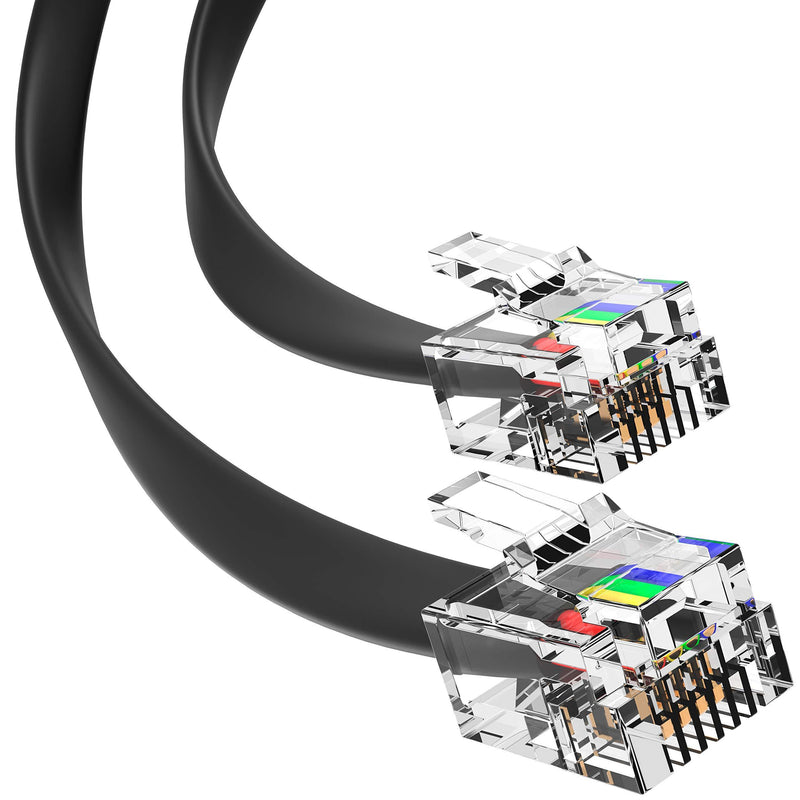 RJ11 Cable Phone Cord for Landline & Telephone Cord for RJ11 to RJ11 Devices – Smooth, Clear Connections & Optimum Quality – Durable Phone Cable with 4 Gold-Plated Contact Pins (Black, 30ft) by G-PLUG Black