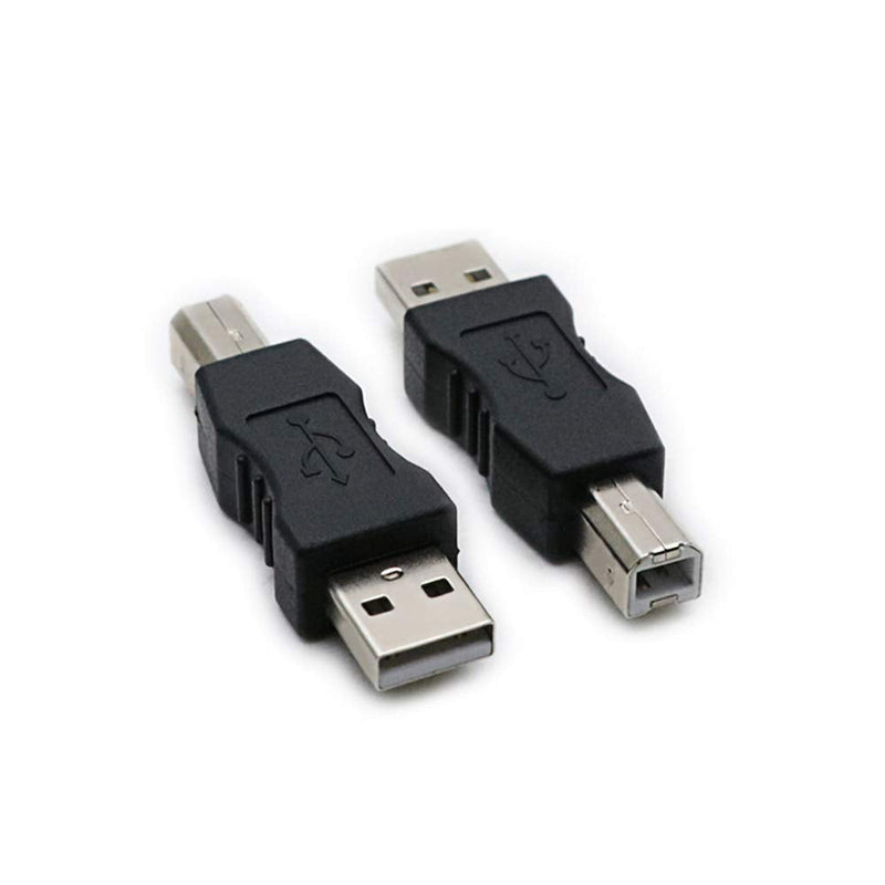2 Pack USB 2.0 AM/BM Print Plug Type A Male to Type B Male Connector Converter Adapter Coupler