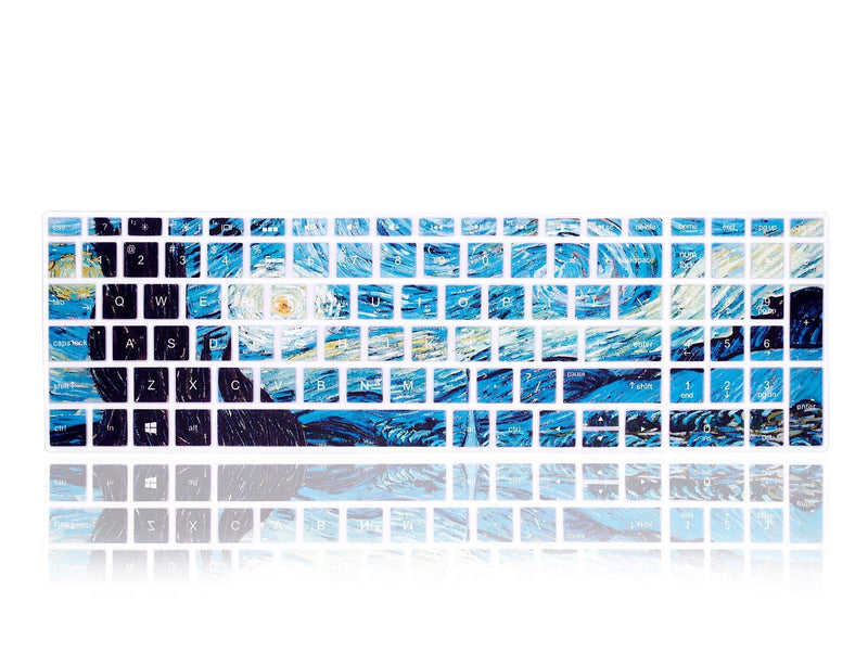 MMDW English Silicone Keyboard Cover for HP Envy x360 15.6''Series /2020 2019 Pavilion 15/Pavilion x360 15.6" Series/Envy 17 17.3" Series/Laptop 15t 17t 17-ca0011nr 17-by0040nr,Van Gogh Starry Sky Z2-Van Gogh Starry Sky