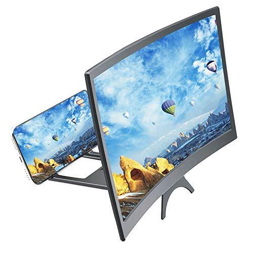 12 in Curved Screen Amplifier for Cell Phone - All, Light, Perfect for Airplane, Desk, Table - Durable and Easy to Use, Built with Phone Stand and Holder