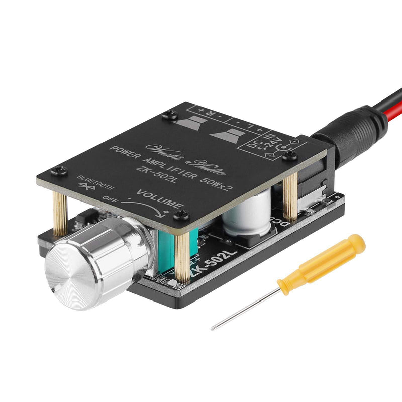 MakerHawk Mini Amplifier Board Bluetooth Amplifier 2.0 2X50W 5V-24V Audio Power Amplifier Module for Store Home Theater Speakers Black 4