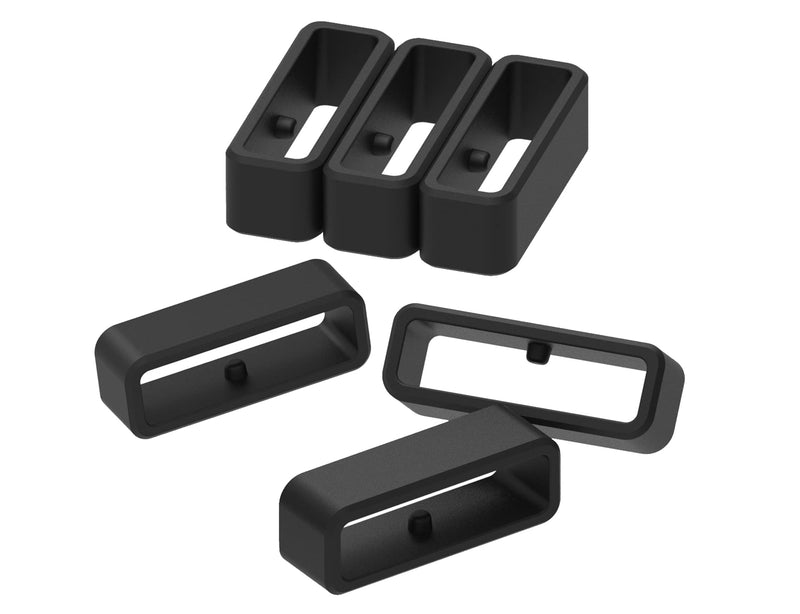 Replacement Fastener Ring Compatible with Fitbit Charge 5/Charge 4/Charge 3,Charge 3 SE/Charge 2 Bands(Pack of 6) Silicone Connector Security Loop for Charge 4 Fitness Smartwatch 6-Black