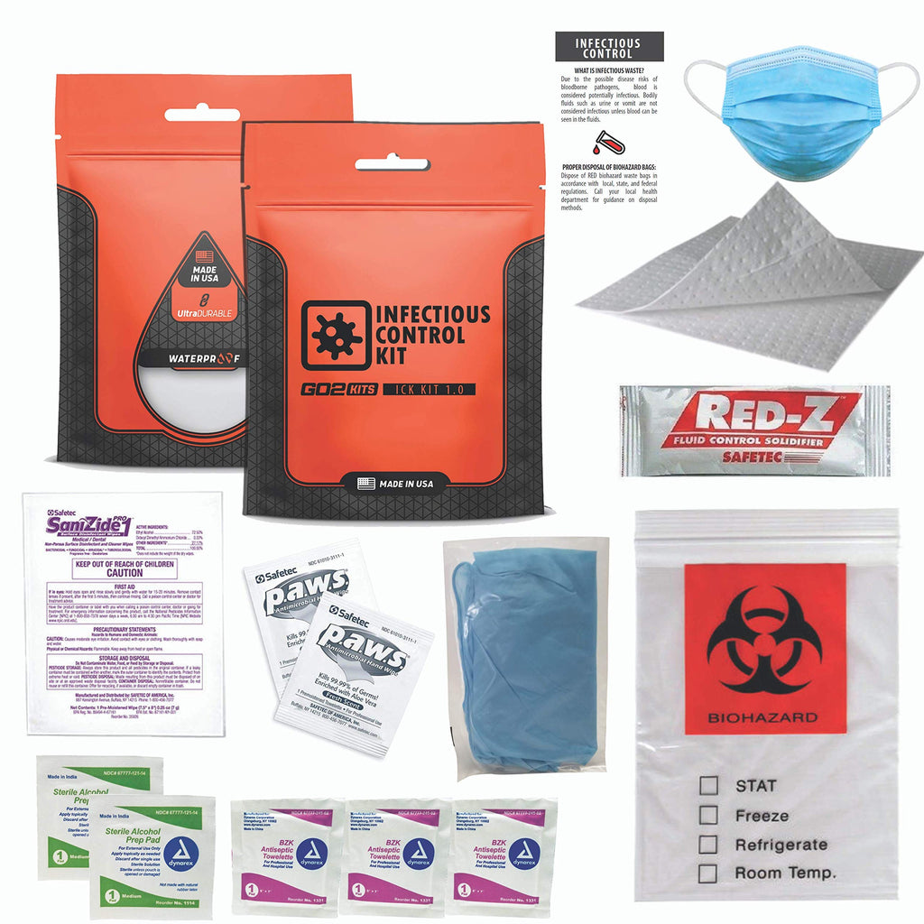 Go2Kits Infectious Control Kit with Infection Isolation Tools with PPE and Proper Disposal Pack (1 Pack) 1 Pack