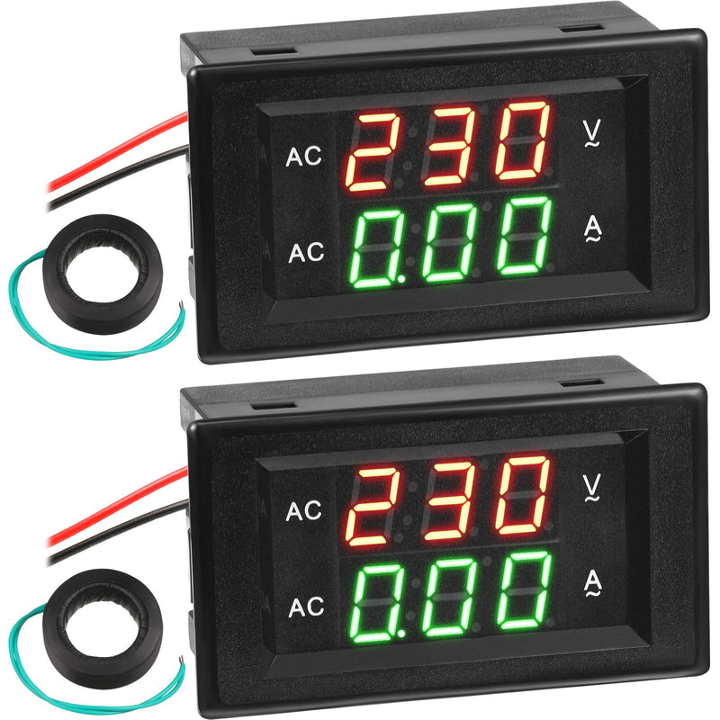 Volt Amp Meter AC 500V 200A Voltmeter AC Voltage and Current Meter Digital Dual Display, 0.39 Inches LED 2 in 1 Multimeter, 2-Wire Voltage Amperage Tester Gauge with Current Transformer (2)