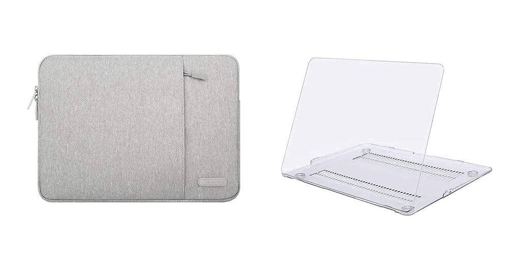 MOSISO Plastic Hard Shell Case & Polyester Vertical Sleeve Bag Polyester Vertical Compatible with MacBook Air 13 inch (Models: A1369 & A1466, Older Version 2010-2017 Release)