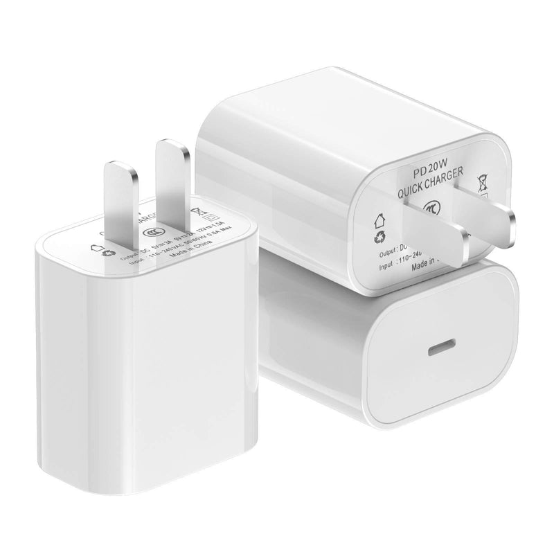 [Apple MFi Certified] iPhone Fast Charger 3Pack, iGENJUN 20W USB C Charger Wall Charger Block with PD 3.0, Compact USB C Power Adapter for iPhone 12/12 Pro/11, Galaxy, Pixel, AirPods Pro-White