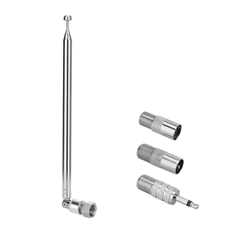 ENUODA 75 Ohm FM Radio Antenna 7 Sections FM Telescopic Antenna 17cm/75.8cm Replacement FM Antenna F Type Male Plug Connector with Adapter for Table Top Radio HiFi AV Stereo Receiver Mini System FM Antenna Kit