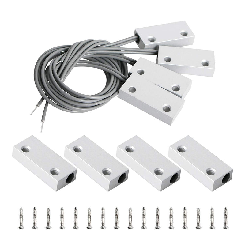 Aoje-Link MC-51 NC Wired Magnetic Switch Door Window Reed Switch Micro Alarm Magnetic Contact Security Silver Gray 4pcs