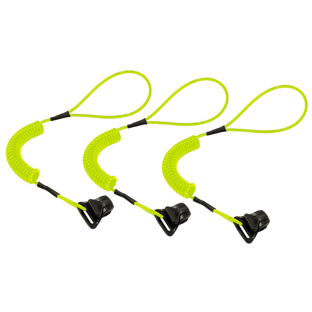 Coiled Lanyard with Clamp End, No Snag Design, Easily Attaches to Hard Hat, Tools, or Small Valuables, Weight Capacity 2lbs, Ergodyne Squids 3158, 3-Pack Lime