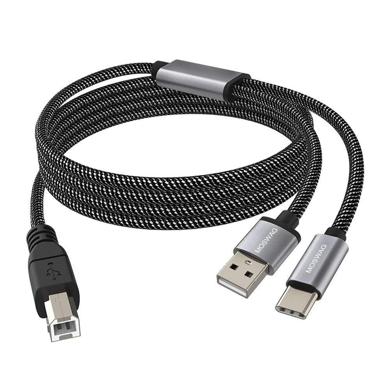 MOSWAG 6.6FT/2M USB2.0 Printer Cable Midi Cable Printer Cord USB C to MIDI Cable A Male to B Male Cord USB C Scanner Black