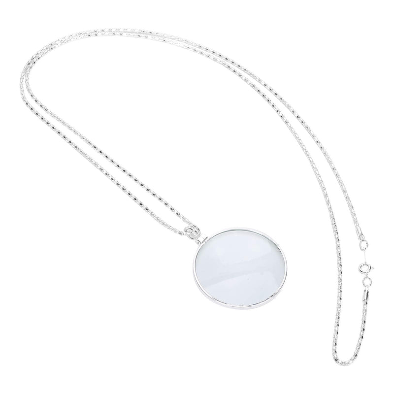 Magnifying Glass Portable, 5X Necklace Monocle Pendant Magnifier Magnifying Glass With Magnifiers For Reading Hobbies For Inspection Seniors(Silver)