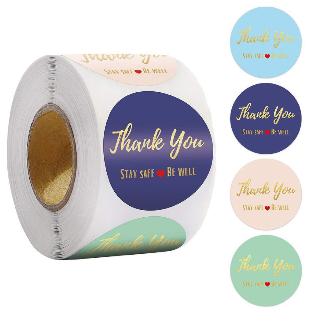 1.5 Inch Thank You Stickers, JUZIEM 4 Different Design Small Business Thank You Labels, Round Adhesive Stickers Roll for Baking, Envelope Seals, Greeting Cards, Flower Bouquets, Gift Wraps