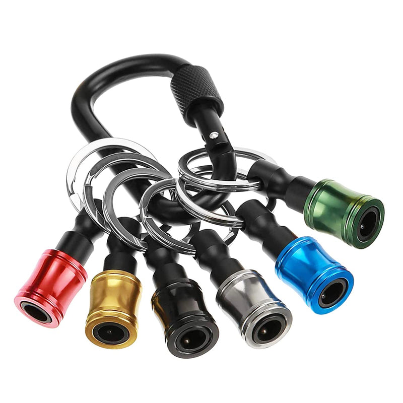 Saipe 6PCS Keychain Extension Bar Aluminum Alloy Screwdriver Bits Holder Set Portable Drill Screw Adapter Quick Release Extension Bar for 1/4inch Hex Shank