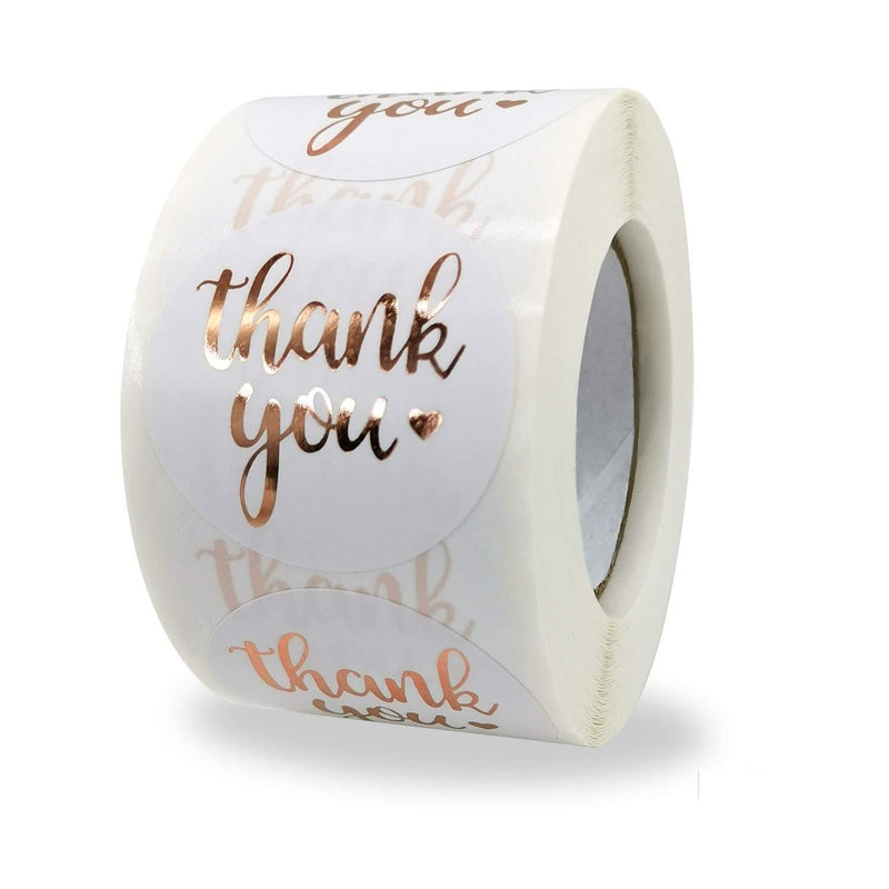 1.5 Inch Thank You Stickers Roll, 500 Pcs Thank You Stickers Labels for Baking Packaging,Envelope Seals, Small Business,White Stickers Tags for Wedding,Birthday,Party Gift Wrap Bag