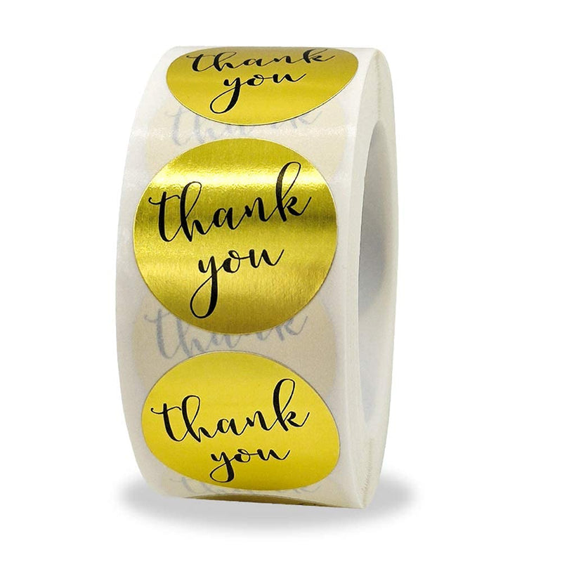 Thank You Stickers Roll, 500 Pcs Thank You Stickers Labels for Baking Packaging,Envelope Seals, Small Business,White Stickers Tags for Wedding,Birthday,Party Gift Wrap Bag (Thank You #1)