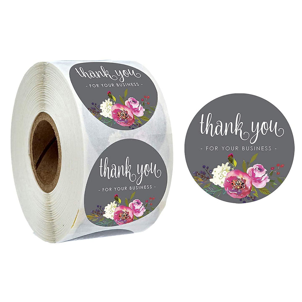 Thank You Stickers Roll, 500 Pcs Thank You Stickers Labels for Baking Packaging,Envelope Seals, Small Business,White Stickers Tags for Wedding,Birthday,Party Gift Wrap Bag (Thank You #9)