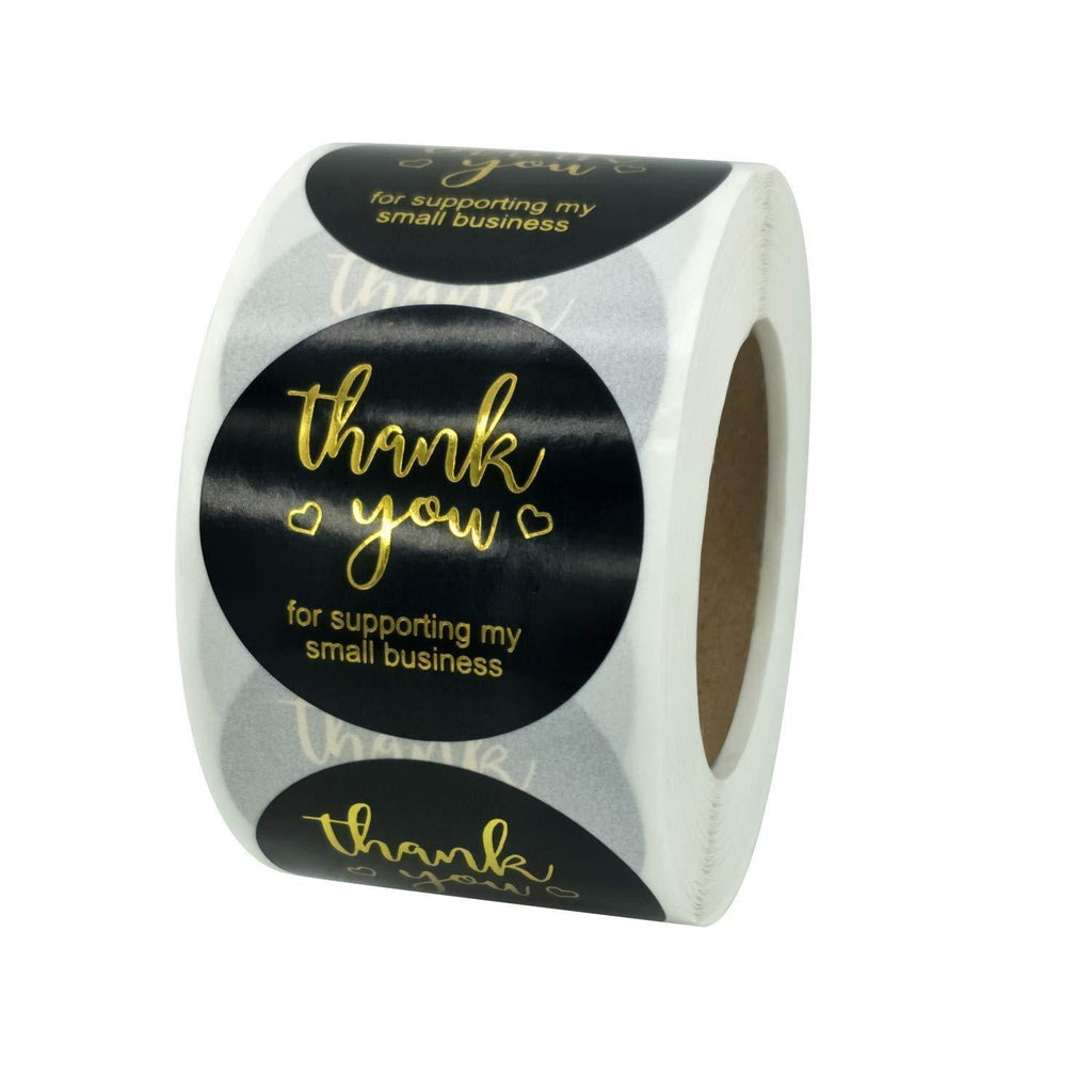 Thank You Stickers Labels,Thank You for Supporting My Small Business Stickers for Envelopes, Bubble Mailers and Gift Bags Packaging,1.5 Inch，500 Pieces Each Roll … (Gold) Gold