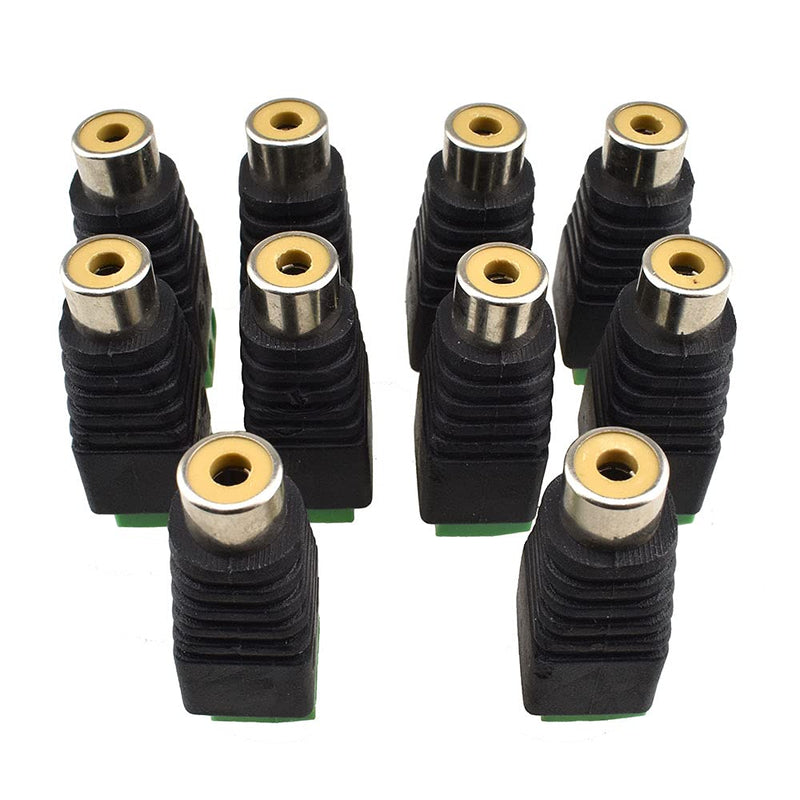 Hao Pro RCA Connector Adapter Plugs Screw Female Jack Set Wire Easy to Convert No Need Solder Grip Cable Tight for Audio Video Speaker 10 Pcs Female-10Pcs