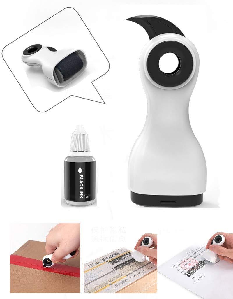 2 in 1 Identity Protection Roller Stamp with Package Cutter, Safe and Convenient Box Opener and Privacy Roller, Theft Prevention Security Stamp with Extra Ink for Home and Office Safety