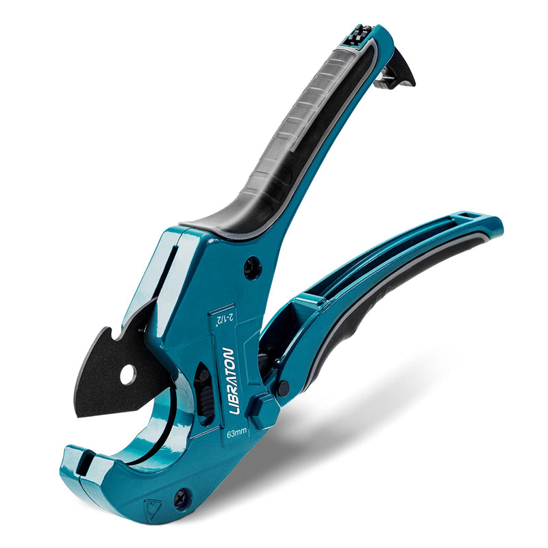 Libraton PVC Cutter, Up to 2-1/2", PVC Pipe Cutter 2 Inch, ABS Pipe Cutter, Ratchet Pipe Cutter Heavy-Duty, Pex Cutting Tool, PEX Pipe Cutter for Cutting PEX, PVC, PPR Plastic Hoses and Plumbing Pipe