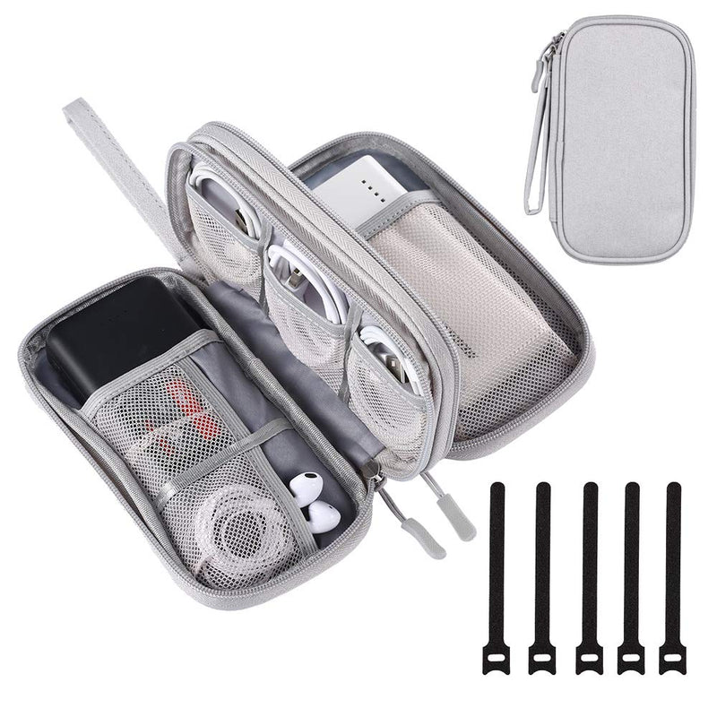 DDgro Electronics Travel Organizer, Waterproof Tech Accessories Pouch Bag for Keeping Certificates/Charger/Power Bank/Cables/Mouse/Earphone/studentsâ€™ stationeries Organized (Small, Light Gray) Small Light Grey