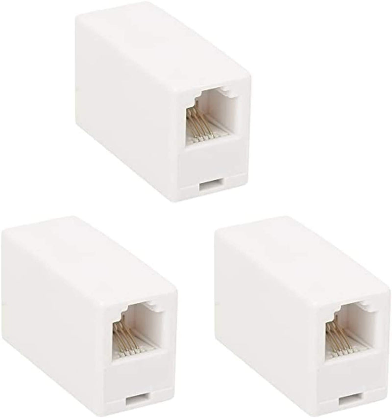 RJ11 Coupler, Straight Telephone Inline Coupler Vthahaby RJ11 6P4C Inline Keystone Jack Female to Female Straight Telephone Cable Cord Extension Adapter White (White 3Pack) White 3Pack