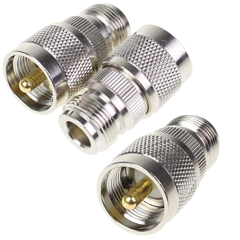 N Female to PL259 Male Adapter 3-Pack N Type Female to PL259 / SO239 Male RF Connector