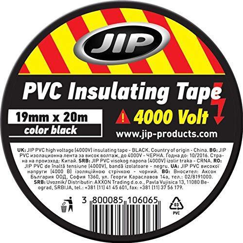 Jip PVC Electrical Tape 3/4 in x 66 ft, 4000V, Black (2 Pack)