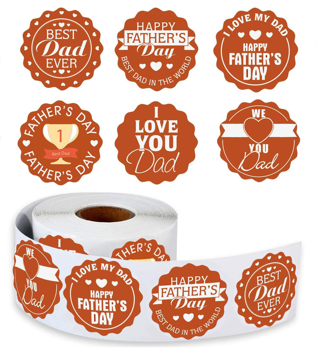 Happy Father's Day Stickers 1.5 inch Best Dad Ever Day Sticker Fathers Day Party Favors Greeting Card Envelope Seals Labels for Celebrate,Decorate,Pack 500pcs