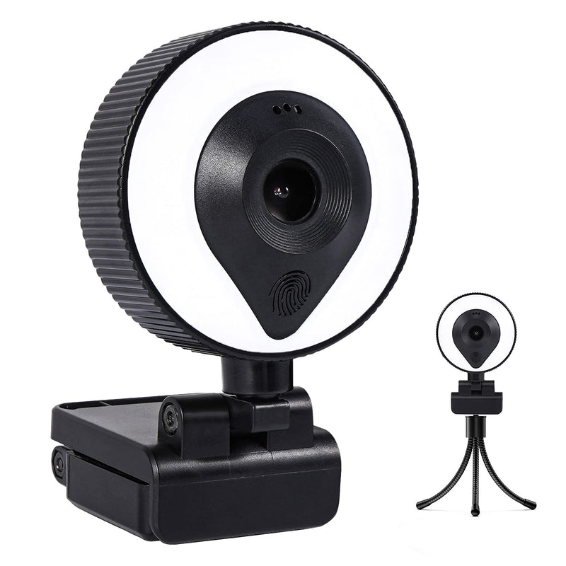 2K Webcam with Ring Light Microphone HD Streaming Webcam AutoFocus with Tripod Adjustable Brightness for PC Video Conference/Call/Teaching/Gaming Laptop/Desktop Mac Zoom/Skype