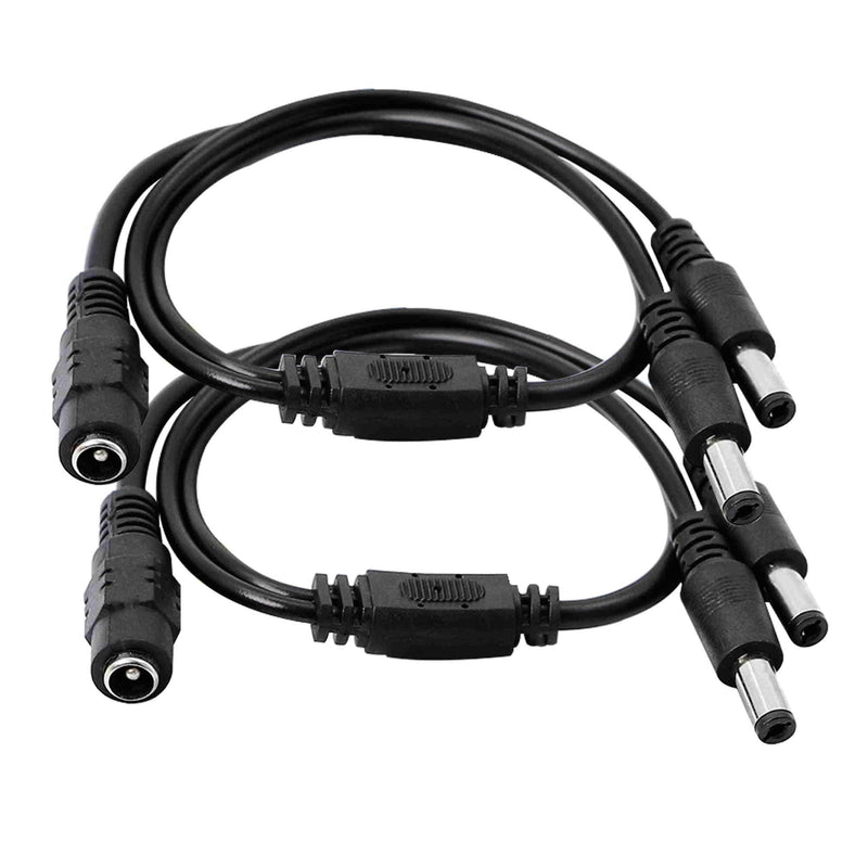 GINTOOYUN DC Y Splitter Cable 1 Female to 2 Male,5.5mm x 2.1mm DC Power Extension Adapter Cable,for CCTV Surveillance Cameras,Surveillance Routers,DVR,and More（2PCS)