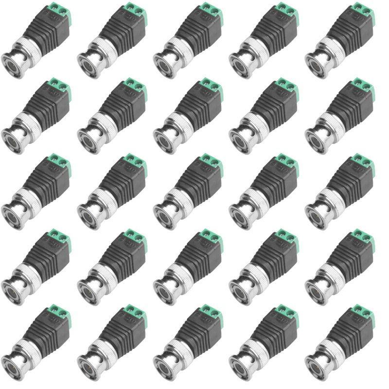 BNC Male Balun Connector 28 Pcs Coaxial Cat5 to BNC Male Connector and BNC to 2 Screw Camera Terminal Male Adpater for CCTV Surveillance Video Cameras Coaxial/Cat5/Cat6 Cable to BNC Male Connector