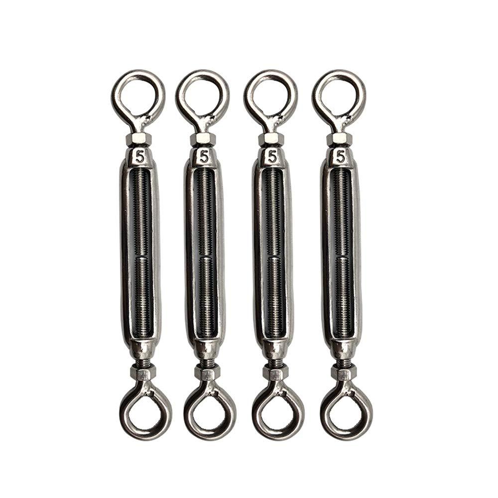 BAR AUTOTECH M8 Stainless Steel Turnbuckle Eye & Eye Wire Rope for Tensioning Cable, Marine, Boat (4pcs) 05. 4.7*.0.51*0.27inch