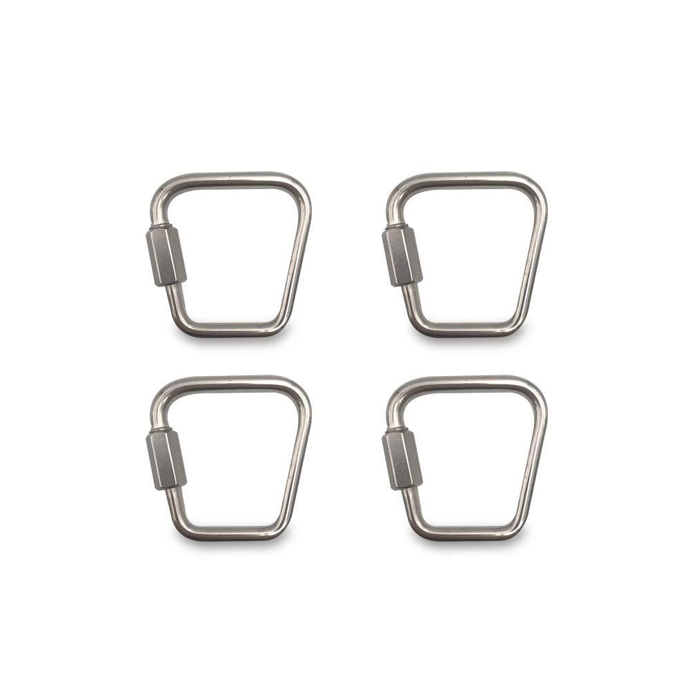 BAR AUTOTECH Heavy Duty D Shape Locking Stainless Steel Quick Square for Carabiner, Hammock, Camping and Outdoor Equipment (4pcs) 09. 2.2*1.77*0.23 inch