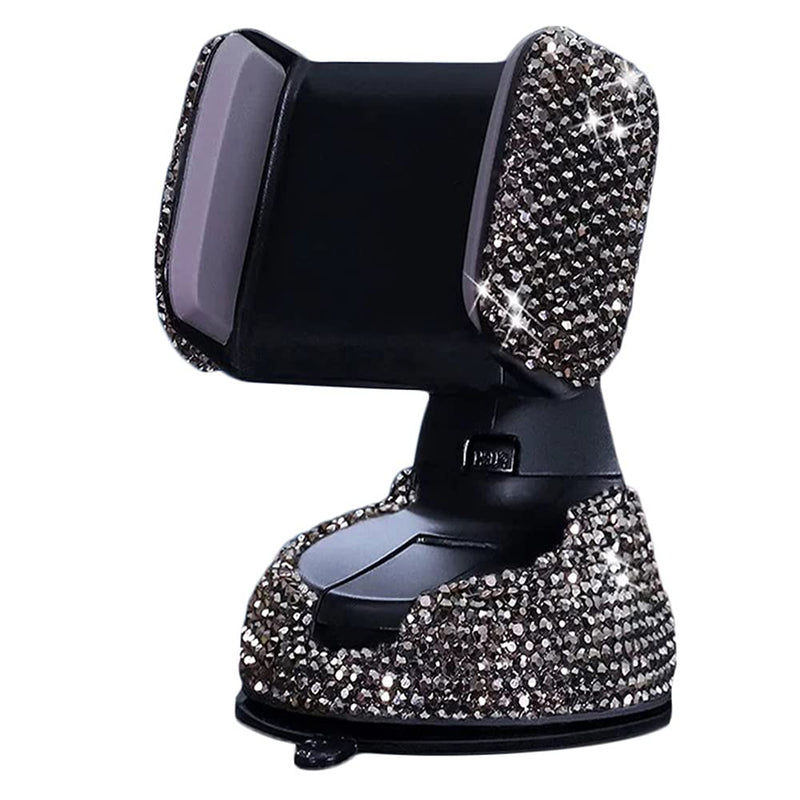 Bling Car Phone Holder, SUNCARACCL 360°Adjustable Crystal Auto Phone Mount Universal Rhinestone Car Stand Phone Holder Car Accessories for Windshield Dashboard and Air Outlet (Black) Black