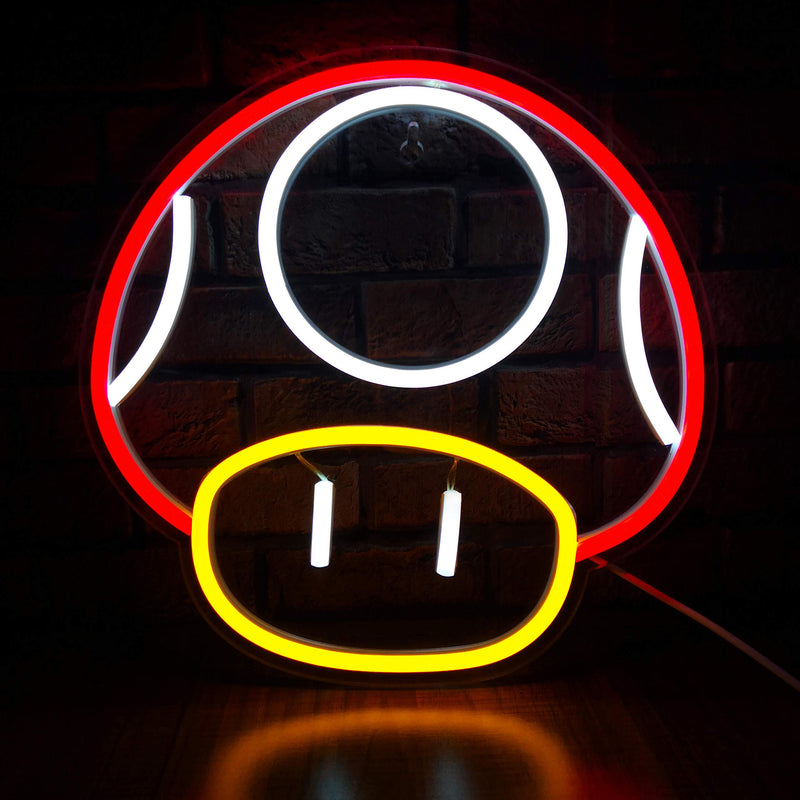 Game LED Neon Light Sign for Game Room Decor Super Mushroom NPC Wall Decor for Bedroom, Man Cave, Party, Gaming Club Neon Wall Signs (1. Mushroom-Red)