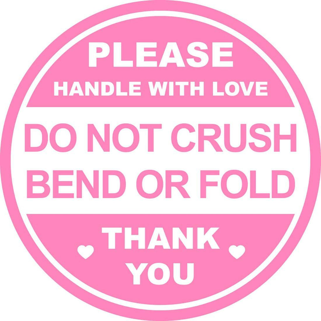 2 inch 300 PCS Pink Round Do Not Crush Bend or Fold Handle with Love Labels Stickers Shipping Mailing Cartons Envelops Adhesive Labels-Poskornwel