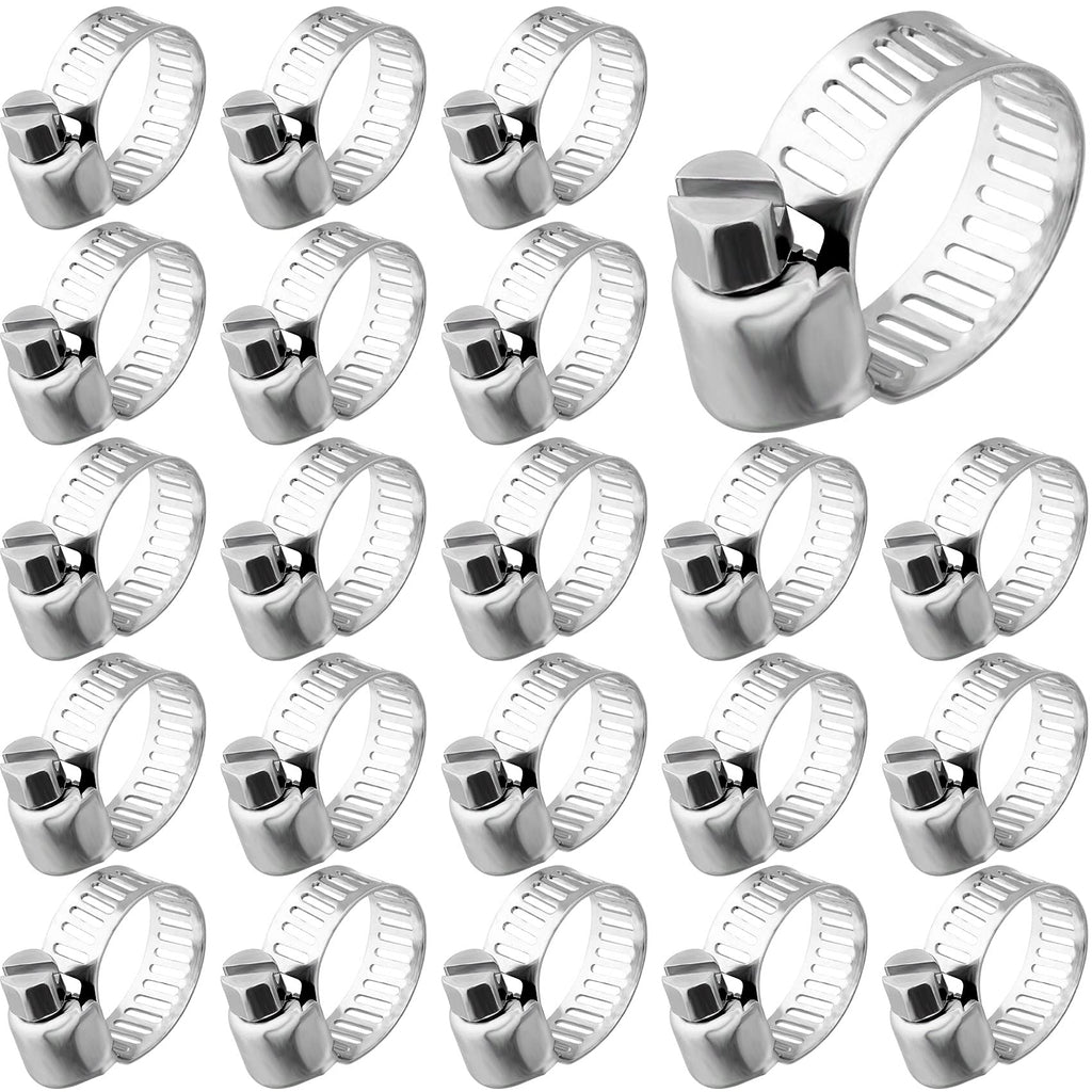 OIIKI Worm Gear Hose Clamp 20 Pack , Stainless Steel Drive Hose Clamps 3/8-5/8 Range for Automotive Plumbing, Securing, Industrial, Boat