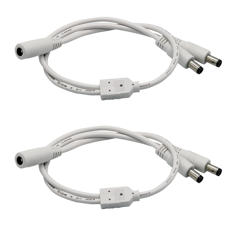 PAUTIX 2-Pack DC 1 Female to 2 Male 5.5mm X 2.1mm Splitter Cable DC Power Adapter for LED Strip Light CCTV Security Cameras(1 to 2) 2-Pack DC Splitter