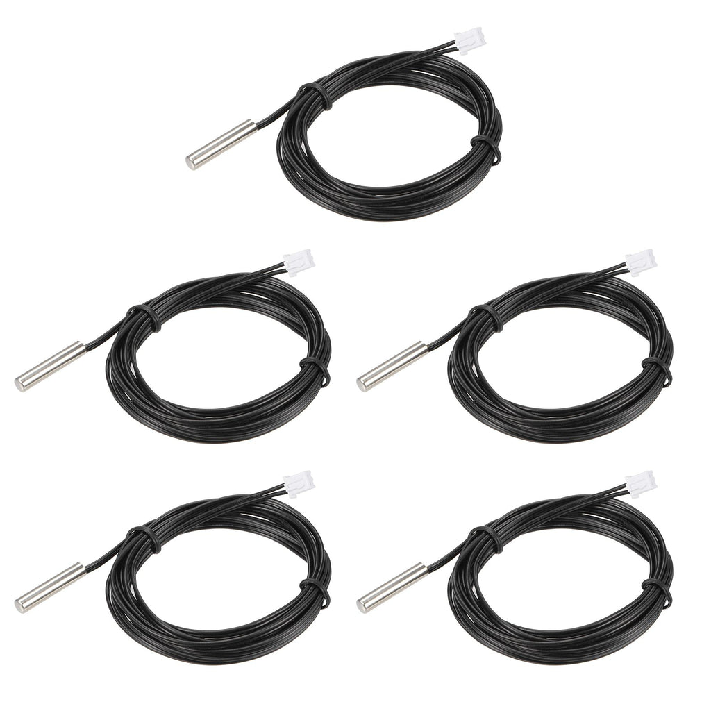 uxcell 5pcs 50K Temperature Sensor Probe, Stainless Steel NTC Thermal Sensor Probe 6.6ft Digital Thermometer Extension Cable