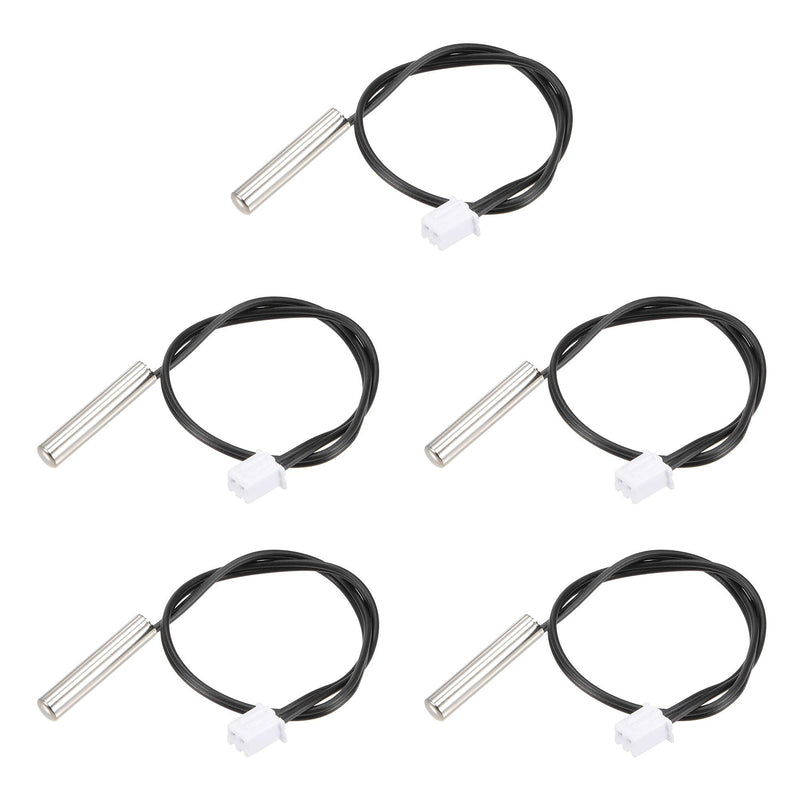 uxcell 5pcs 50K Temperature Sensor Probe, Stainless Steel NTC Thermal Sensor Probe 20cm Digital Thermometer Extension Cable