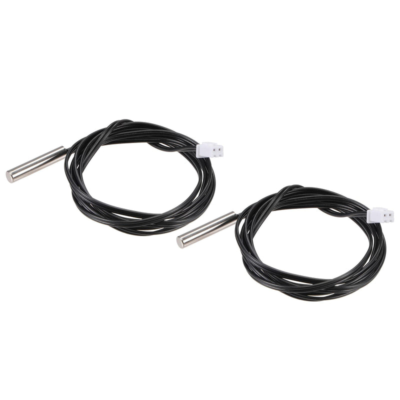 uxcell 2pcs 10K Temperature Sensor Probe, Stainless Steel NTC Thermal Sensor Probe 3.3ft Digital Thermometer Extension Cable