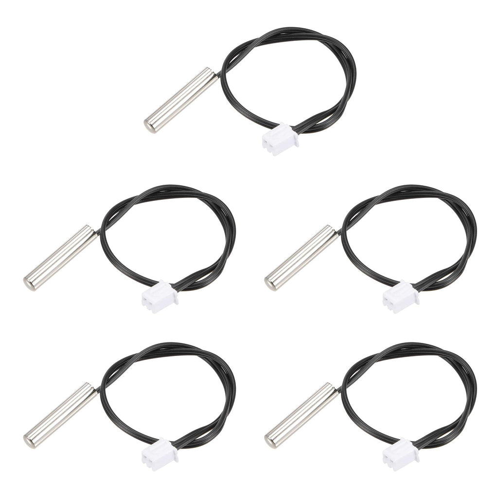 uxcell 5pcs 20K Temperature Sensor Probe, Stainless Steel NTC Thermal Sensor Probe 200mm Digital Thermometer Extension Cable