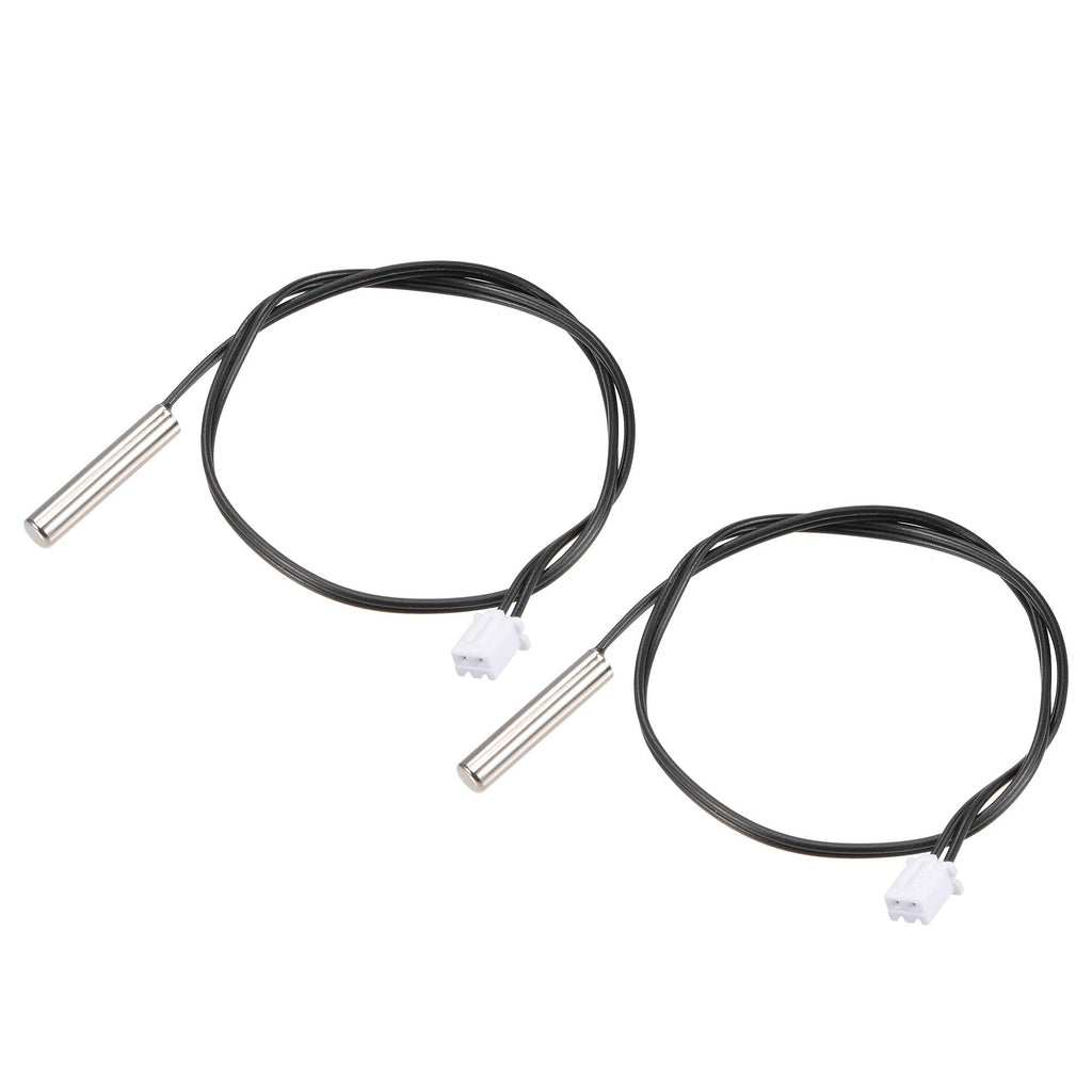 uxcell 2pcs 15K Temperature Sensor Probe, Stainless Steel NTC Thermal Sensor Probe 30cm Digital Thermometer Extension Cable