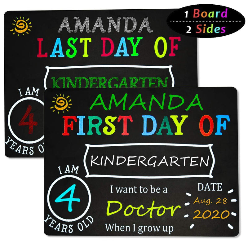 First and Last Day of School Chalkboard Signs for Kids, 10'' x 8'' Back to School Chalkboard Sign - Reusable Back to School Photo Props 1#